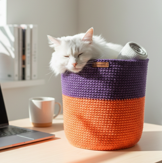 Turuncu-Mor Saksı Sepet