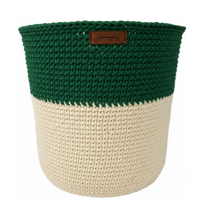 Yeşil-Beyaz Saksı Sepet